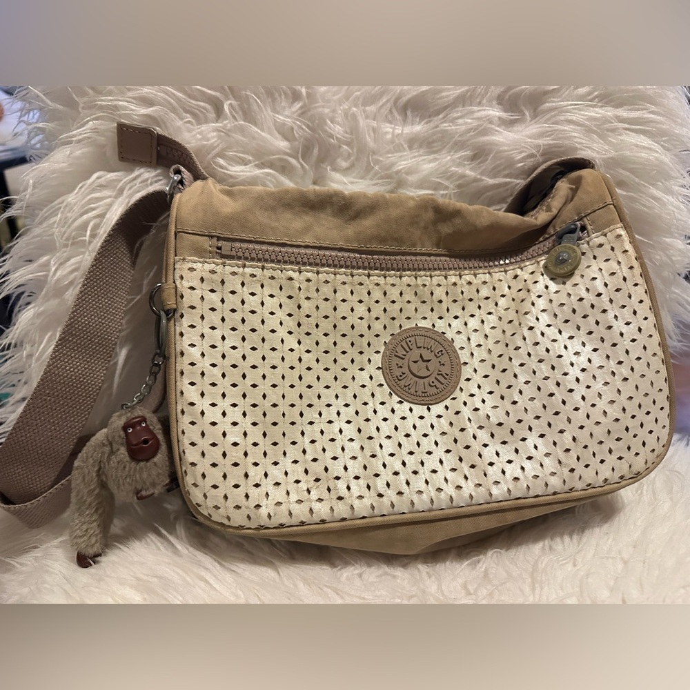 Kipling Tan and Cream Crossbody Bag